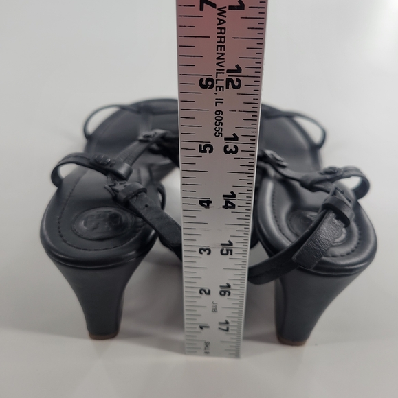 Tory Burch Miller Sandals Ankle Strap Wedge Women 10‎ M Black Leather - Picture 5 of 6